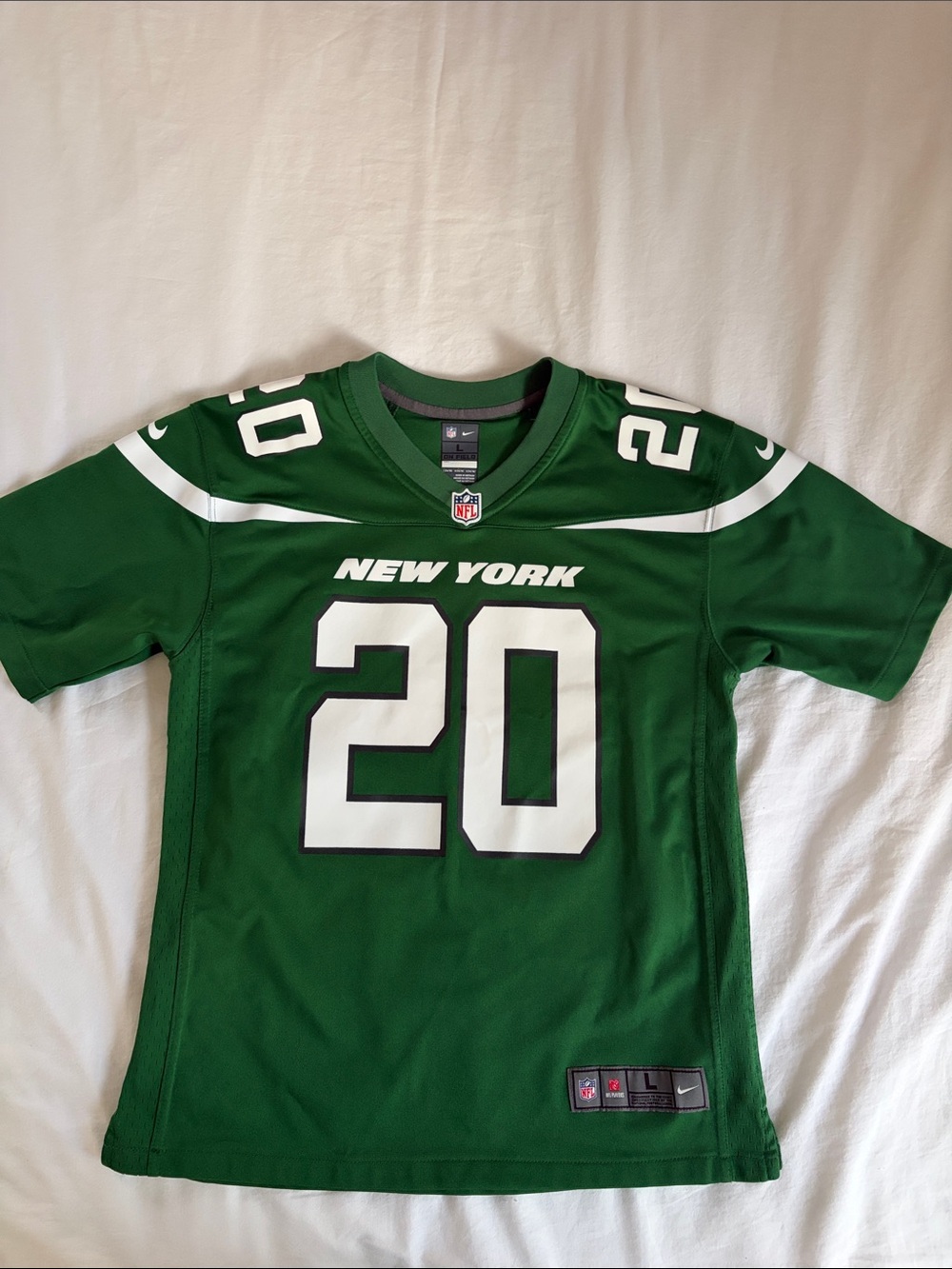 Large, boys Breece Hall Jets Jersey